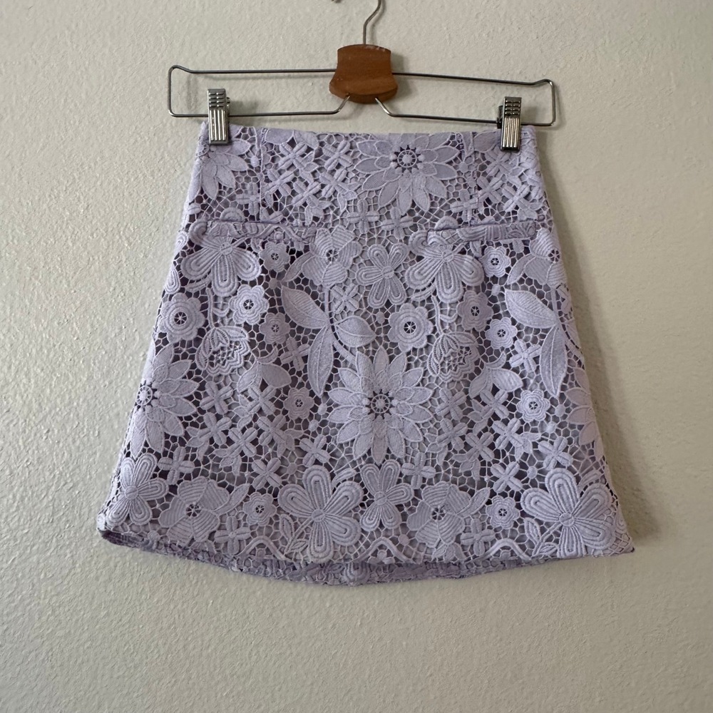 Generation Love Floral Guipure Lace Mini Skirt Size 0 Lavender Purple Excellent